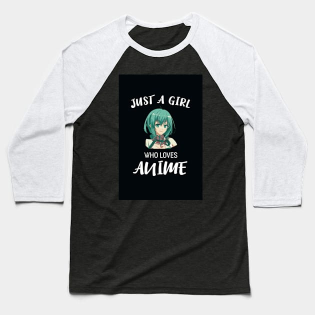 Just A Girl Who Loves Anime Baseball T-Shirt by Aquora Art